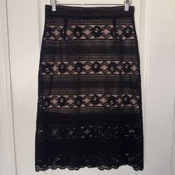 H&M Black Lace Midi Skirt