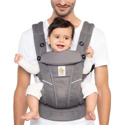 Ergobaby All Carry Positions Breathable Mesh Baby Carrier with Enhanced Lumbar Support & Airflow (7-45 Lb), Omni Breeze, Graphite Grey