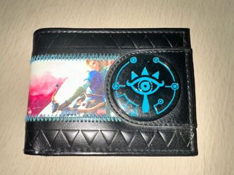 Legend Zelda Breath Wild Sheikah Eye Emblem BiFold Card Holder Leather Wallet