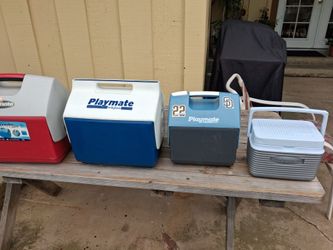 Ice chests red,blue, Padres, Rubbermaid