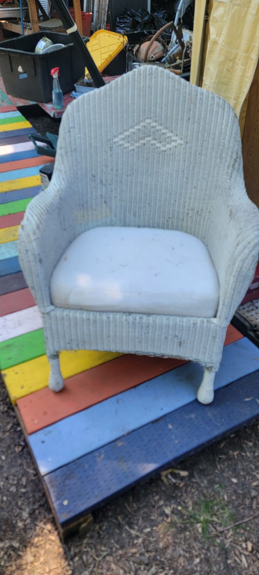 Lloyd Loom Vintage White Wicker Chair Armchair