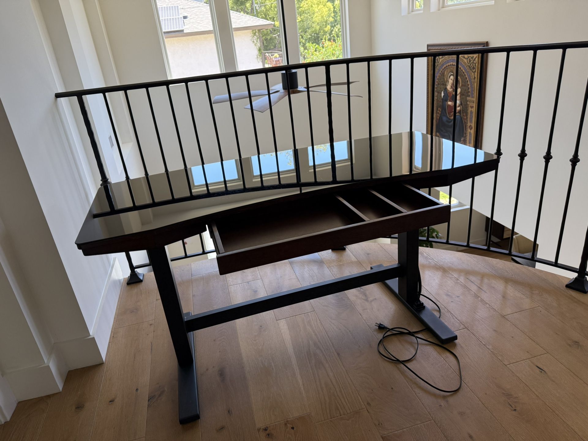 Electric Adjustable Standing Desk β Wood & Glass β Excellent Condition