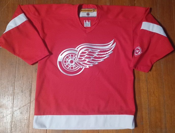 Vintage Detroit Redwings Jersey Youth Size Large Red White Koho Brand