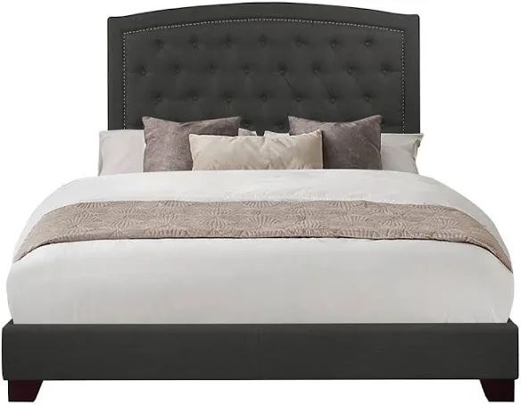 Dark Grey Tufted Bed