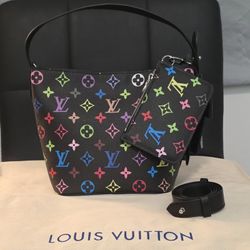 Louis Vuitton Monogram Multicolore Noir Bucket Bag with Pouch
