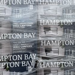 Hampton Bay Hurley 16 in. 1-Light Modern Black Hardwired Outdoor Wall Light Lantern Sconce with Clear Glass Shade 