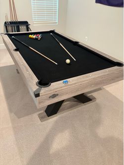 American Legend Kirkwood 90” Billiard Pool Table with Rustic Finish, K-Shaped Legs and Black Cloth
