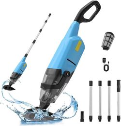 Pool Vacuum for Above Ground Pool, Cordless Handheld Rechargeable Pool Cleaner, 18 GPM Powerful Suction, 90 mins Runtime, 120μm Fine Filter, Leaf Vacu
