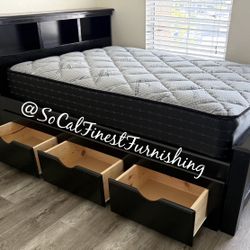 New Full Bed With Drawers And Mattress