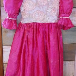 D'Johari Pink Silk Blend Lace Edwardian Tea Garden Dress Girl 6 Easter