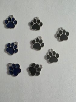 Enamel Paw Print Charms Set of 7