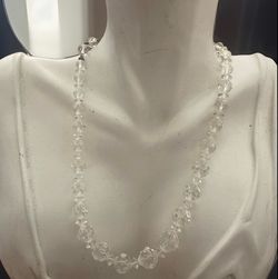 Antique Deco Faceted Rock Crystal Bead Necklace - Unusual Graduated