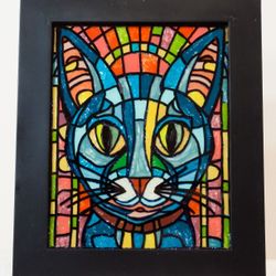 Faux "Stained Glass" Original Artwork, Hand Painted, Modern Abstract