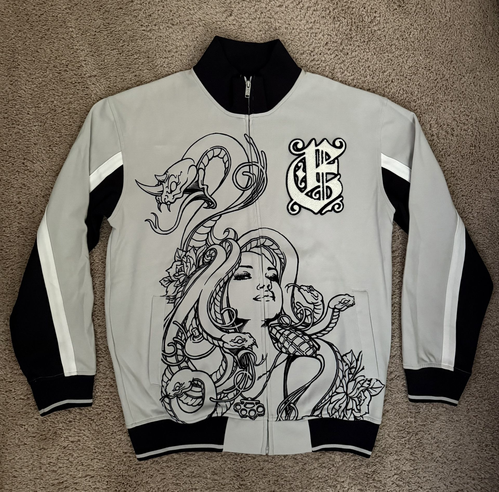 ECKO UNLTD Full Zip / Track Jacket / Gray / White / Black / Mens Size M