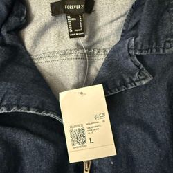 New with Tags. Dark blue denim jumpsuit Size L