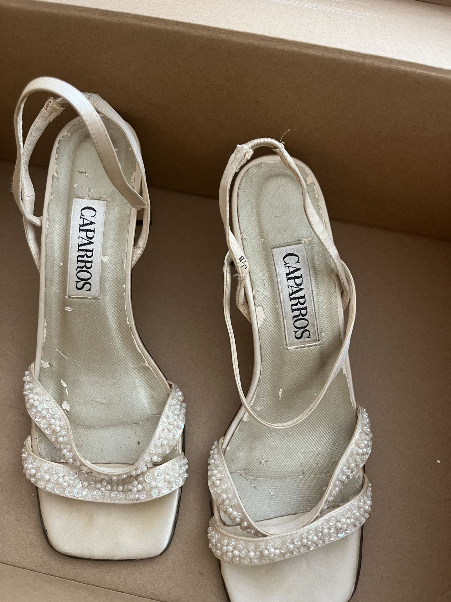 Caparros Block Faux Pearl Heels Size 6 1/2