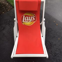 Frito-Lay New Canvas & Wood Beach Chair 44-inches Long 4 Reclining Positions Lay’s Potato Chips