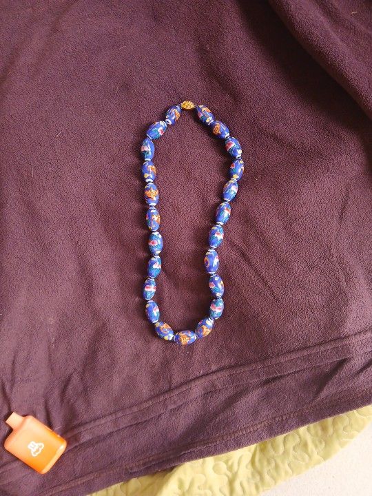 Vintage Blue Porcelain Hand Painted Beads