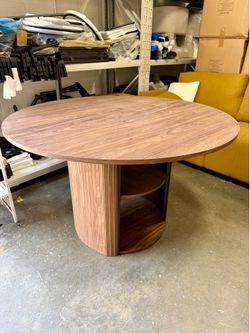 47" Round Dining Table For 4, Circle Kitchen Table With Shelf Storage