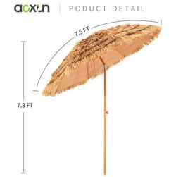 Hawaiian Style Thatched Tiki Umbrella with Tilt