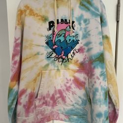 Pink Dolphin Hoodie Sweatshirt Men Size L Colorful Tie Dye