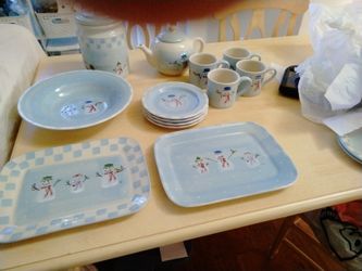 Christmas Hartstone Crate & Barrel Snow People Dishes
