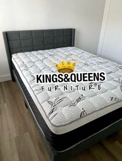 New Queen bed frame with mattress
