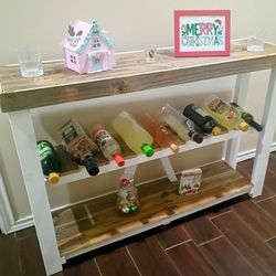 Rustic Console Table With Bottle Storage 