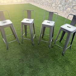 4 Black Metal Chairs 