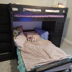 Rooms To Go Kids Creekside 2.0 Charcoal Twin/Full Step Loft Bed w/ Chest