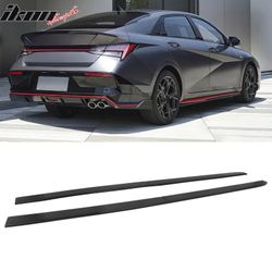 Fits 2021-2026 Hyundai Elantra N Line IKON Side Skirt Extension Lip ABS Gloss Black