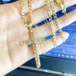 14k Solid Gold Fígaro W/ Cross Pendant 