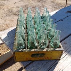 Classic Coca Cola Bottle Collection With Wood Crate