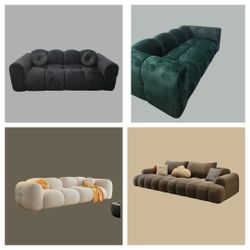 BRAND NEW COUCHES SOFA  VELVET  BLACK FABRIC 