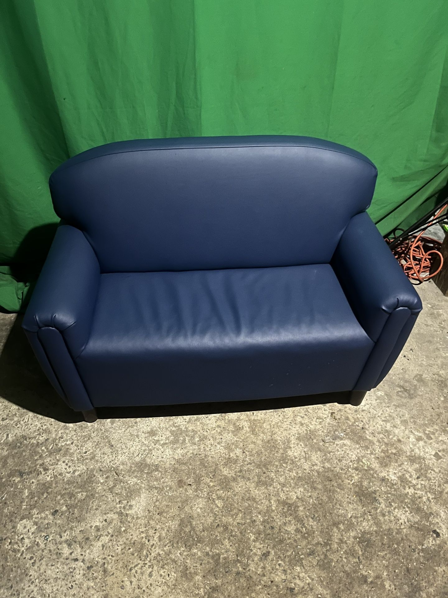 Blue Faux Leather Loveseat / Small Sofa