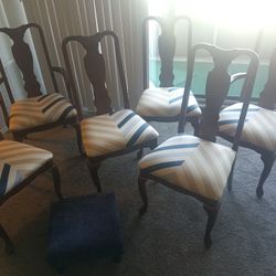 Dining Room Table W/ Six Chairs (Just Redid All Six Cushions And Fabric)