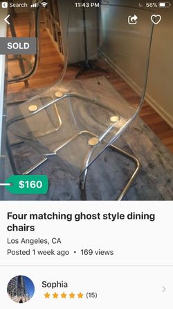 Two more of these chairs for sale! Lucite dining chairs