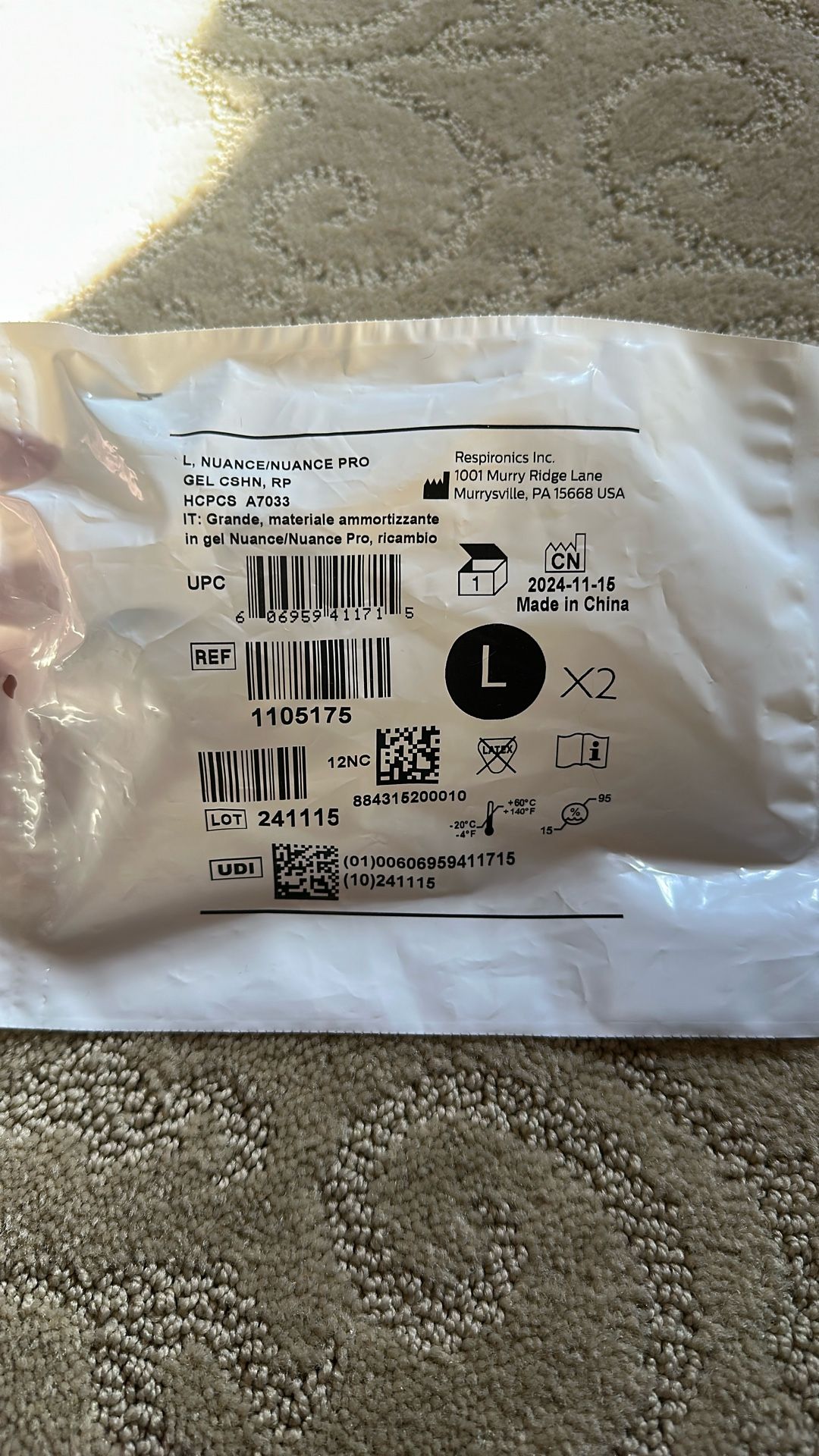 Philips Respironics Nuance Gel Nasal Pillow Cushions – Large, REF 1105175