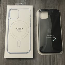 2 iPhone 14 Cases Black And A Clear Magnetic Case