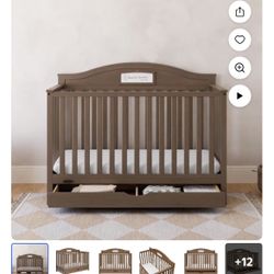 Graco Story 5-in-1 Convertible Baby Crib with Drawer and Reversible Headboard, Hazelnut