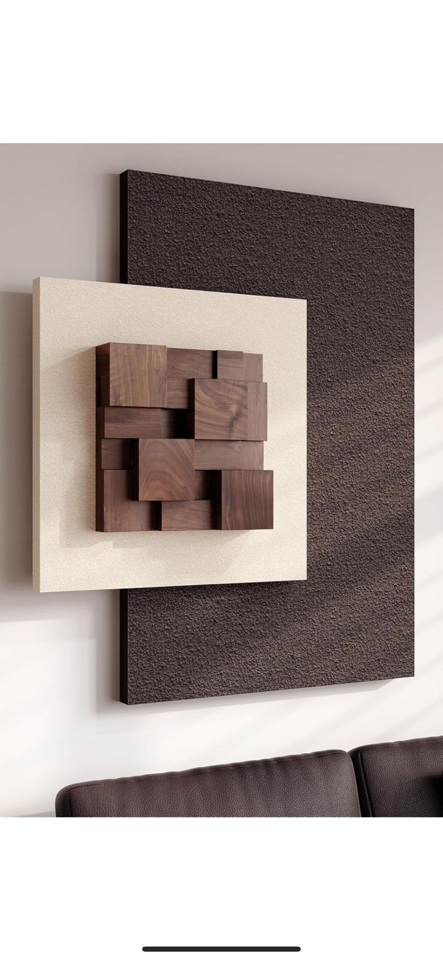 3D Wood Textured Large Neutral Abstract Wall Art,