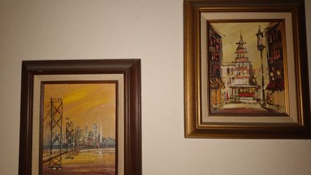 Set of San Francisco art,oil painting s signed artwork set 2