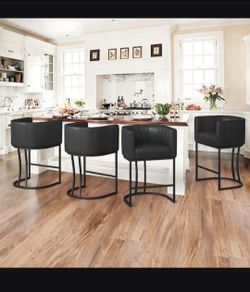 26 in.Modern
Black Faux Leather
Upholstered Counter Stool with Black
Metal Frame
Barrel Counter Bar Stoo
Set of 4