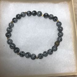 Snowflake Obsidian Gemstone Stretch Bracelet