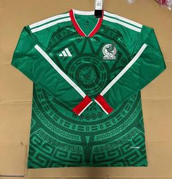 Small Medium Large XL 2XL 3xl 4xl 5xl 6xl slim fit Soccer Mexico jersey Mundial green New Jersey  long sleeve player version sleeve long sleeve Women’