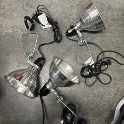 (3) TRW Clamp-On Work Light w/ 5-1/2" Aluminum Bell Style Shade Reflector