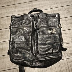 Hype Black Leather Backpack
