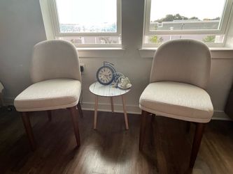 New Athena Linen Upholstered Dining Chair with Solid Wood Legs – Only 1 Left! Retail $130+