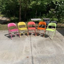 Multi Colored Heavy Duty Folding Chairs (5)Great Condition $45 OBO!