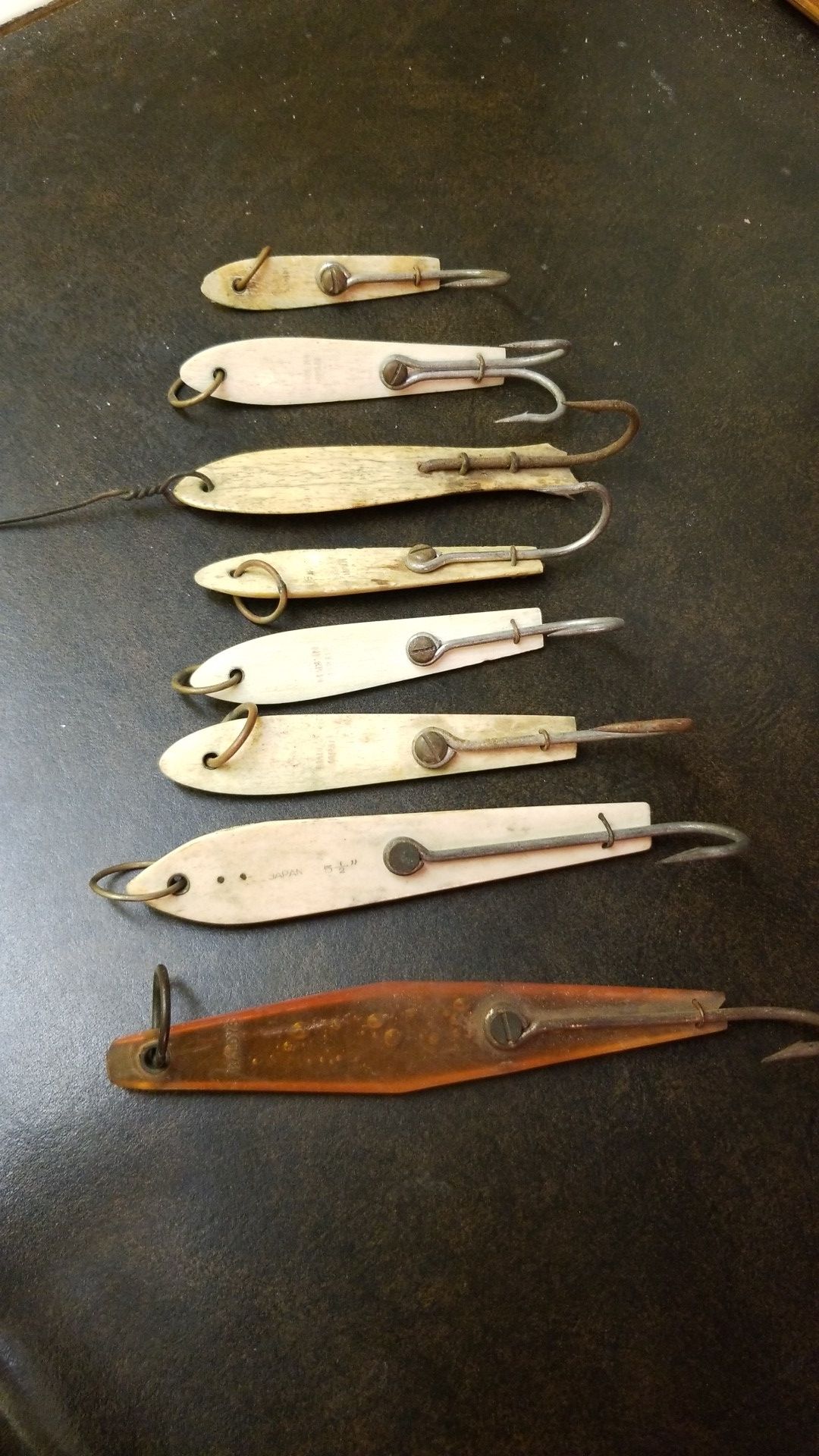 vintage lot of antique bone jigs saltwater fishing lures made in Japan ...